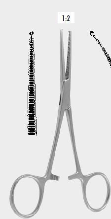 Кровоспинний затискач КОХЕР (KOCHER), делікатний, 1х2 зубці, 16,0 см (cm), прямий